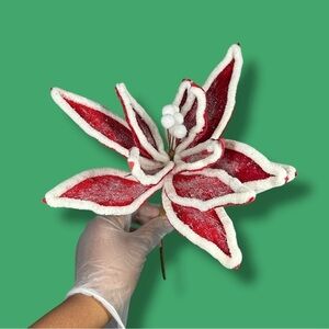 Red And White Frosty Poinsettia Christmas Decoration - “Poinsettia”